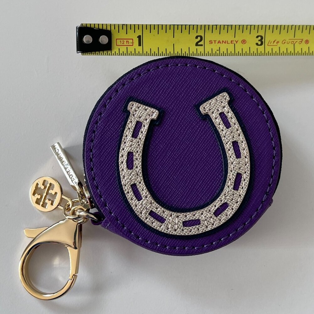 NWOT Tory Burch Horseshoe Clover Kerrington Round Zip Coin Case/Key Fob/BagCharm - Picture 9 of 9